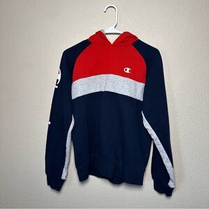 Champion Colorblock Hoodie Boy XL Red‎ Gray Navy Authentic Athleticwear Pullover